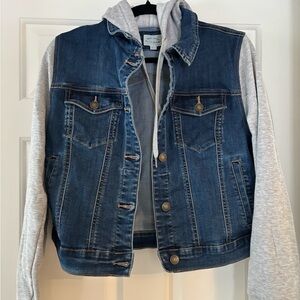 Wax Jean Blue Denim Jacket with Gray Hood
